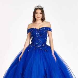 NEW LONG MESH OFF SHOULDER SLEEVELESS EMBROIDERED DRESS WITH LACED BACK GL2802